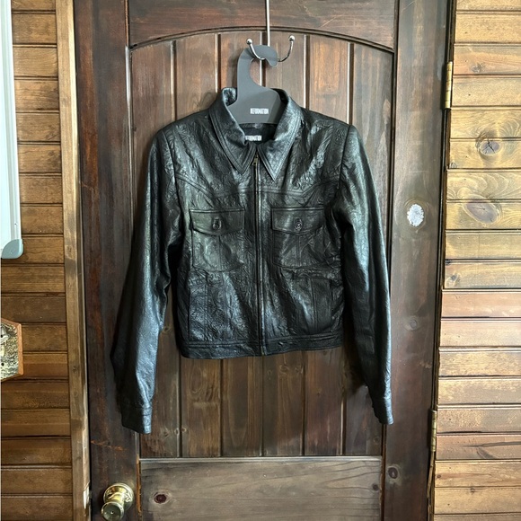Reformation Black Leather Zip Front Jacket - Picture 2 of 10